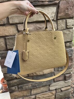Louis Vuitton Dune Monogram Vernis Montaigne MM With Strap & Authentication